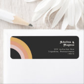 Modern Retro 70's regenboog | Donkere retour-adres Etiket (Insitu)