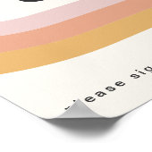 Modern Retro 70's Regenboog Gastboek Handtekening Poster (Hoek)