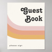 Modern Retro 70's Regenboog Gastboek Handtekening Poster (Voorkant)