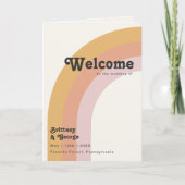 Modern Retro 70's regenboog | Gevouwen weddenschap Programma (Voorkant)