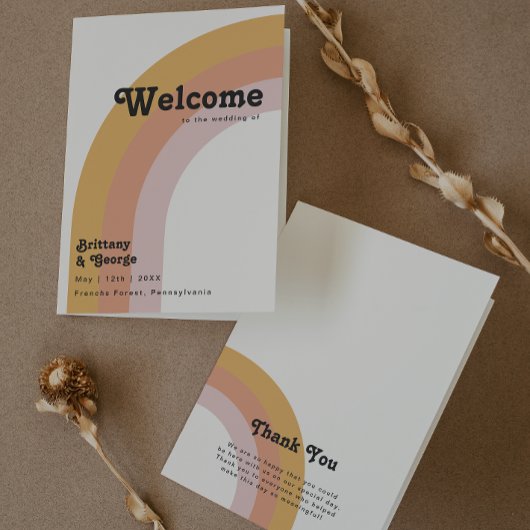 Modern Retro 70's regenboog | Gevouwen weddenschap Programma