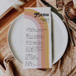 Modern Retro 70's regenboog | Menu Weddenrennen<br><div class="desc">Deze moderne retro 70 regenboog | Het huwelijksdiner is perfect voor je eenvoudige sinaasappel, roos goud, en de wazige roze trouwreceptie. Ontworpen met elementen van een klassieke, kleurrijke boho-boog en groovy-minimalistische strepen. Het ontwerp heeft een uniek abstract tropisch strand, geweldig voor elke lente, zomer of herfstbruiloft. Het product is aanpasbaar,...</div>