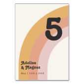 Modern Retro 70's regenboog | Tabelnummer Kaart (Achterkant)