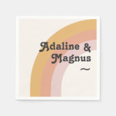 Modern Retro 70's regenboog | Weddenschap Napkins Servet (Voorkant)