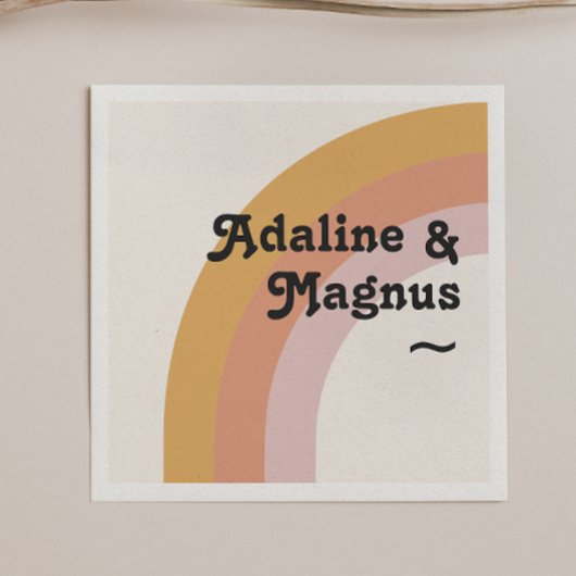 Modern Retro 70's regenboog | Weddenschap Napkins Servet