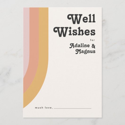 Modern Retro 70's Regenboogbruiloft Wishes Kaart (Voorkant)