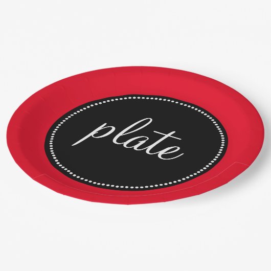 Modern Retro Aangepast, rood en zwart Papieren Bordje (Gekanteld)