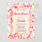 Modern Retro Abstract Roze Vrijgezellenfeest Invit Briefkaart (Voorkant)