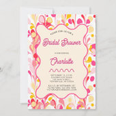 Modern Retro Abstract Roze Vrijgezellenfeest Kaart (Voorkant)