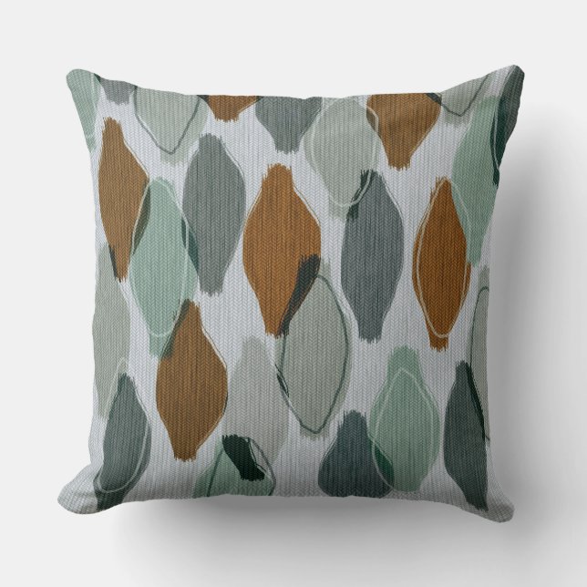 Modern Retro Abstract Sage Green Grey Brown Kussen (Voorkant)