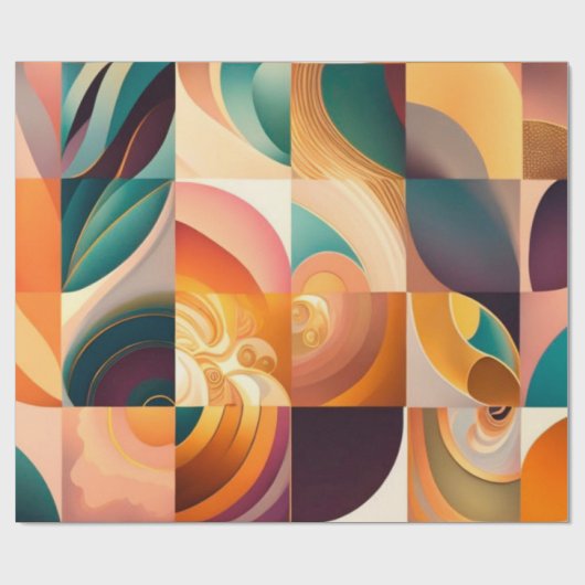 Modern Retro Abstract Squares Collectie Cadeaupapier (Vlak)