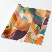 Modern Retro Abstract Squares Collectie Cadeaupapier (Uitgerold)