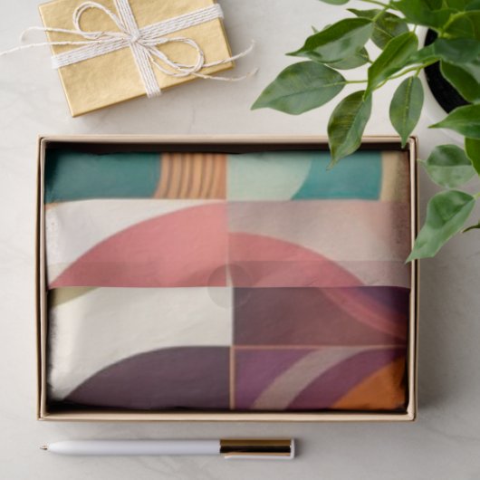 Modern Retro Abstract Squares Collectie Tissuepapier (Geschenk)