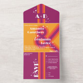 Modern, retro alles in één bruiloft uitnodiging (Binnen)