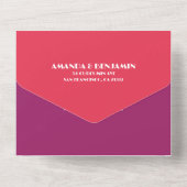 Modern, retro alles in één bruiloft uitnodiging (Achterkant)