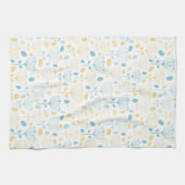 Modern Retro Aqua en Gele Floral Theedoek (Horizontaal)