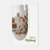 Modern Retro Arch Family Photo Christmas Holiday Metalen Ornament (Voorkant links)