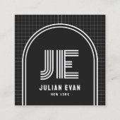 Modern Retro Arch Zwart Monogram Visitekaartje (Voorkant)