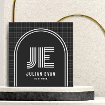 Modern Retro Arch Zwart Monogram Visitekaartje