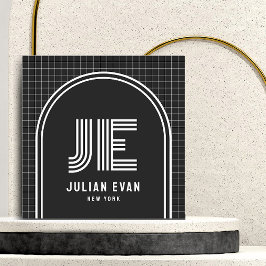 Modern Retro Arch Zwart Monogram Visitekaartje