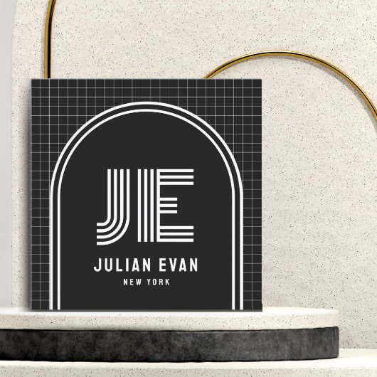 Modern Retro Arch Zwart Monogram Visitekaartje