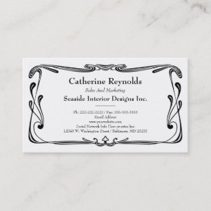 Modern Retro Art Deco Scroll Border Simple Black Visitekaartje