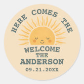 Modern Retro Baby Shower Customizable Sticker (Voorkant)