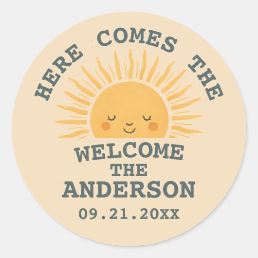 Modern Retro Baby Shower Customizable Sticker  (Voorkant)