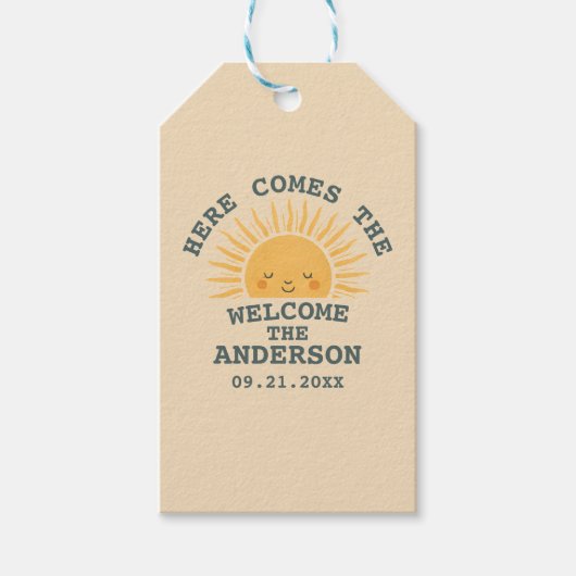 Modern Retro Baby Shower Customizable Sticker Cadeaulabel (Voorkant)