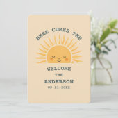 Modern Retro Baby Shower Customizable Sticker  Kaart (Staand voorkant)