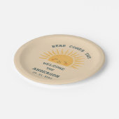 Modern Retro Baby Shower Customizable Sticker  Papieren Bordje (Gekanteld)