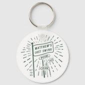 Modern Retro Bachelor Party Last Swing Golf Green Sleutelhanger (Achterkant)