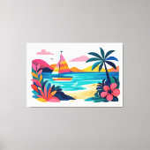Modern retro beach scene 01 canvas afdruk (Voorkant)