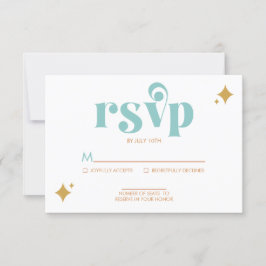 Modern Retro Beachy Palette Wedding RSVP Kaart