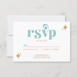 Modern Retro Beachy Palette Wedding RSVP Kaart