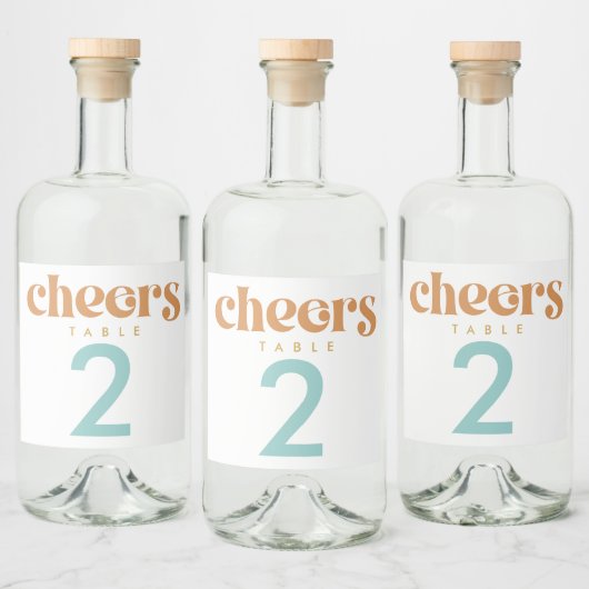Modern Retro Beachy Weddenschap Tabelnummer Likeurfles Etiket (Flessen)