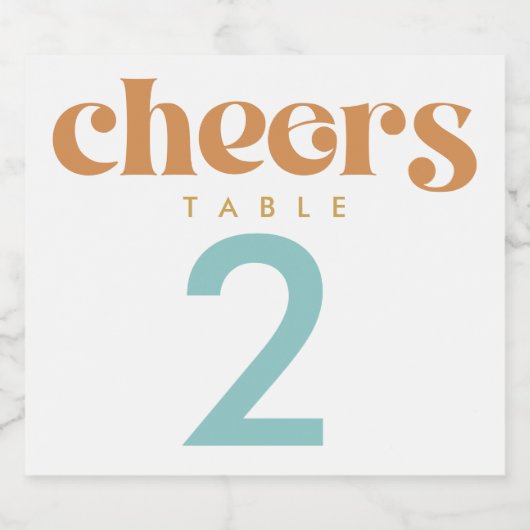 Modern Retro Beachy Weddenschap Tabelnummer Likeurfles Etiket (Enkel label)