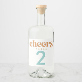 Modern Retro Beachy Weddenschap Tabelnummer Likeurfles Etiket