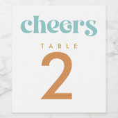 Modern Retro Beachy Weddenschap Tabelnummer Wijn Etiket (Enkel label)