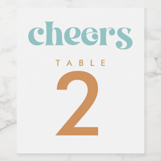 Modern Retro Beachy Weddenschap Tabelnummer Wijn Etiket (Enkel label)