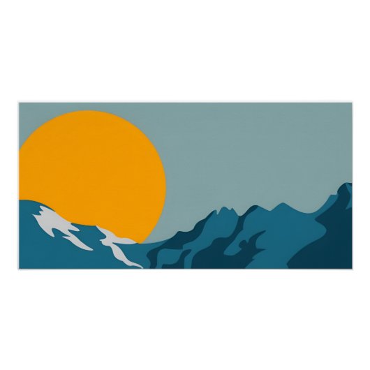 Modern Retro berglandschap – levendig Perfect Poster (Voorkant)