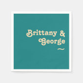 Modern Retro | Blauwgroen bruiloft Napkins Servet (Voorkant)