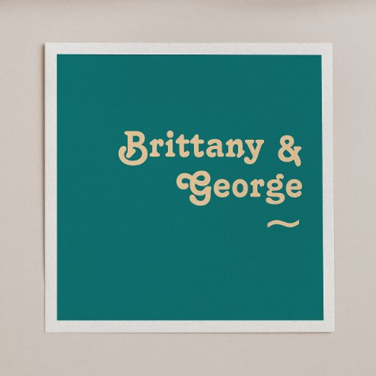 Modern Retro | Blauwgroen bruiloft Napkins Servet