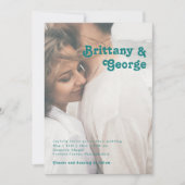 Modern Retro | Blauwgroen Casual Faded-fotoweddens Kaart (Voorkant)