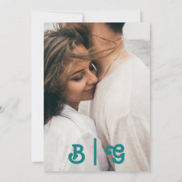 Modern Retro | Blauwgroen Casual fotoMonogram Kaart