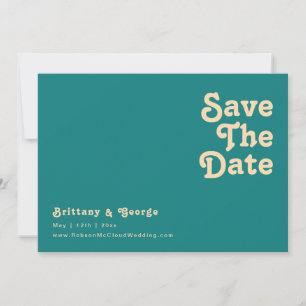 Modern Retro Blauwgroen horizontaal sparen de da Save The Date
