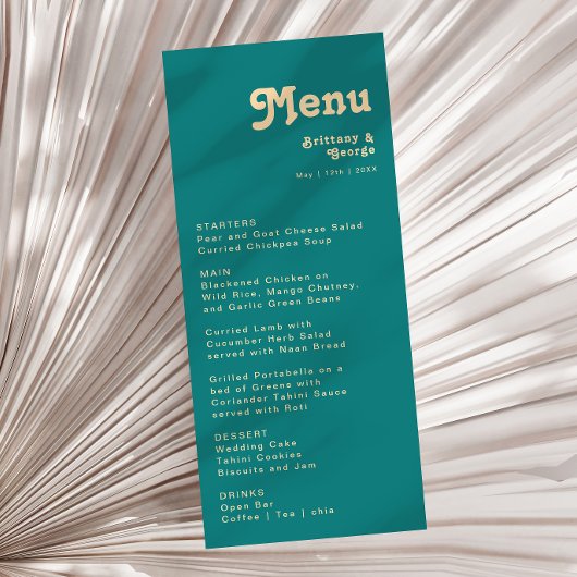 Modern Retro | Blauwgroen menu Binddromen