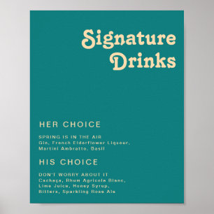 Modern Retro   Blauwgroen ondertekening van Drinke Poster