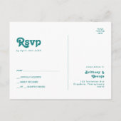 Modern Retro | Blauwgroen RSVP-Briefkaart Briefkaart (Achterkant)