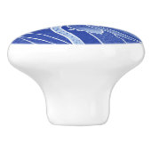 Modern Retro Blue Flowers Lotus Mandala Waterlily Keramische Knop (Zijkant)